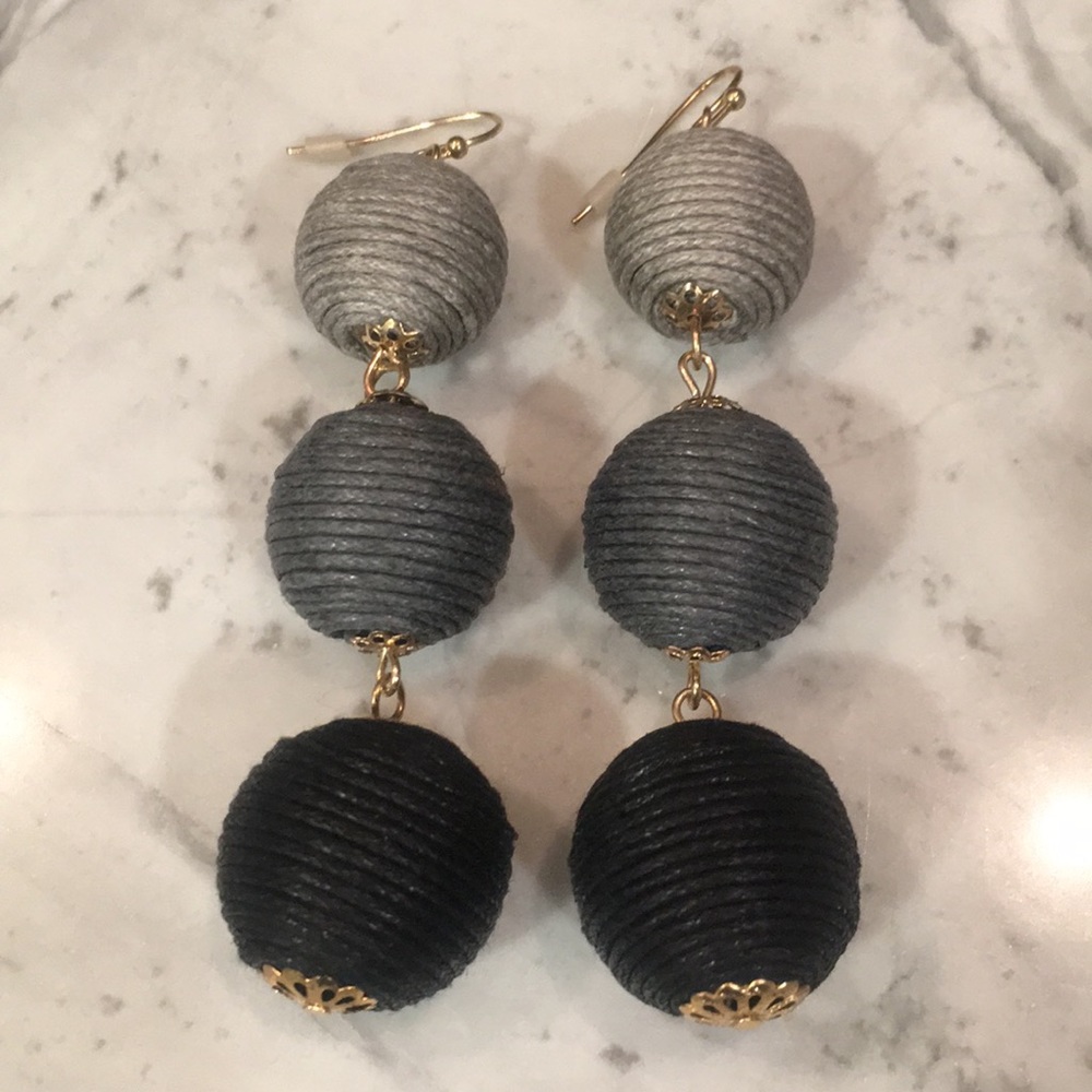 Ombré Gray & Black Drop Ball Earrings